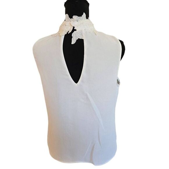 Zara Basic Women's Lace & Pearl Trim Sleeveless Blouse White Size Medium - Picture 5 of 10